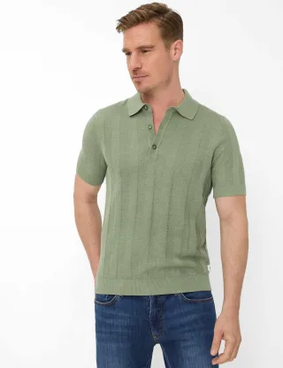 Brax Herren Strickpolo Style PASCAL thyme Grün Khaki, grün - khaki, Gr. XL