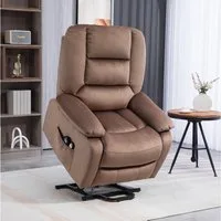 HOMCOM Relaxsessel Aufstehhilfe Elektrisch Fußteil Samtoptik (TV Sessel, 1-St., Relaxsessel), für Wohnzimmer, Schlafzimmer, Braun