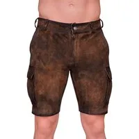 Maddox Trachtenlederhose Lederhose Herren kurz - CARGO - braun antik