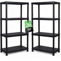 ONDIS24 Steckregal 2x Kunststoffregal, 60 x 30 x 131 (H) cm, 4 Böden, Schwerlastregal, bis zu 80 kg, Regal, Lagerregal - Doppelpack