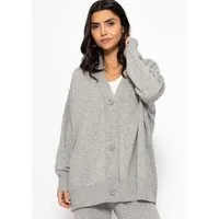 SASSYCLASSY Cardigan Oversized Cardigan mit Kaschmiranteil Damen Weiche Strickjacke mit V-Ausschnitt und lässigem Schnitt