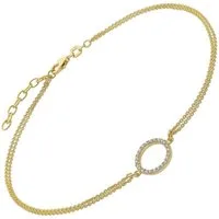 trendor Fußkette 15903, Fußkettchen mit Glitzerring 925 Silber Vergoldet