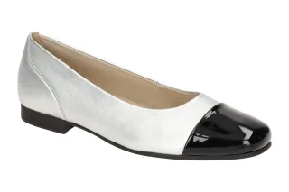 Gabor 51.351 Damen Halbschuhe Silber/Schwarz Best Fitting Ballerinas