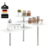 bremermann Küchenregal Eckregal, aus Glas und rostfreiem Edelstahl, weiß