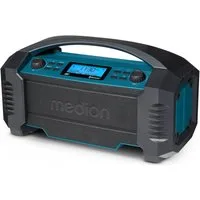 Medion® Baustellenradio MEDION® LIFE® E66050 (MD43320) Baustellenradio (AM/FM, DAB+, MW/UKW, 15 W, Ca. 15 Stunden Akkulaufzeit, IP54-Schutz, Bluetooth 5.0, LCD-Display)