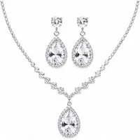 Taffstyle Schmuckset Elegantes Schmuck Set Halskette & Ohrringe Tropfen Design mit Zirkonia (Funkelndes Set aus Kette und Ohrringen mit glitzernden Zirkonia-Steinen – perfekt für Abendmode und besondere Anlässe), mit Zirkonia