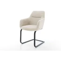 DELIFE Polsterstuhl Pejo-Flex, Freischwinger flach Schwarz Cord Beige Taschenfederkern
