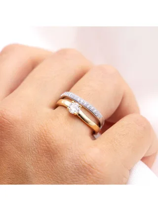 Zeeme Silber Ring Silber 925 zweifarbig Ring Set mit Zirkonia weiß