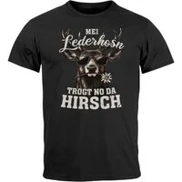 MoonWorks Print-Shirt Herren T-Shirt Tracht Hirsch Lederhose Pirsch Fun-Shirt Spruch lustig mit Print