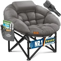 KESSER Campingstuhl XXL faltbar, bis 150 kg, inkl. Kissen, Seitentasche & Cover, Outdoor + Indoor für Camping, Angeln, Festival & Strand