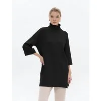 Passioni Longpullover mit Rollkragen und Seiten-Schlitz