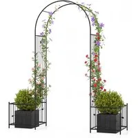 COSTWAY Rosenbogen, 1 St., Gartenbogen mit 2 Blumenkästen, Rankbogen für Kletterpflanzen