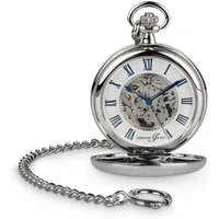 Hermann Jäckle Taschenuhr Ettlingen II Skelett-Design, Handaufzug, Mineralglas, 50 mm, inkl. Kette & Reiseetui – Elegante 50 mm Herrenuhr im klassischen Stil