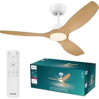 Philips LED Deckenleuchte Olas 24W DC-Ventilator 30W, fixe Rotorblätter, ⌀ 106cm, schwarz-braun, CCT - über Fernbedienung, Dimmer, Dimmfunktion, Ein-/Ausschalter, Farbsteuerung, Fernbedienung, Infrarot inkl., Memoryfunktion, Ventilatorfunktion, dimmb