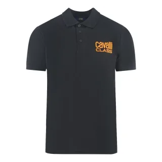 Cavalli Class Bold Brand Logo Schwarzes Poloshirt