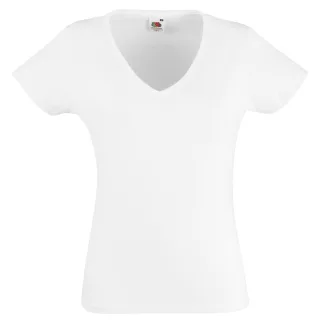 Fruit Of The Loom Ladies Lady-Fit Valueweight V-Neck Short Sleeve T-Shirt (Weiß)