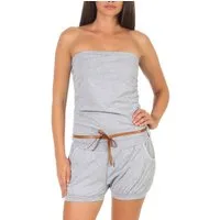 malito more than fashion Kurzoverall malito Damen Einteiler kurz in Unifarben, Overall mit Gürtel, schick mit Gürtel Einheitsgröße