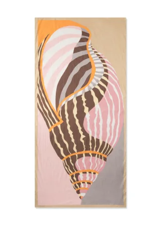 Schal aus organischer Baumwolle mit Muschel-Motiv beige - Gr. - ONE SIZE