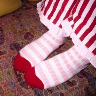 Lands' End x Lulu Guinness Lips Socken (3er-Set), Damen,  Blau, Polyester/Polyester-Mischung, by Lands' End