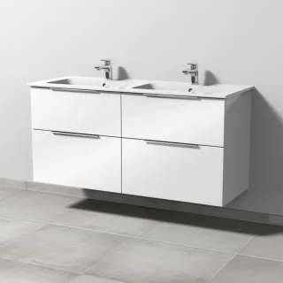Sanipa 3way Waschtischunterbau zu Duravit ME by Starck Waschtisch mit 4 Auszügen, Weiß-Glanz UF72878