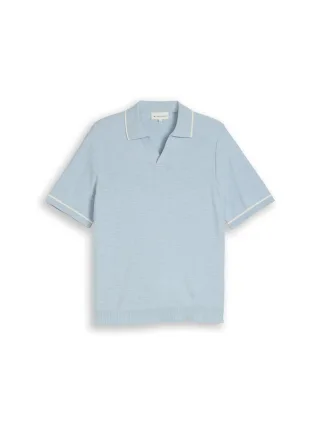 Tom Tailor - Strick-Poloshirt aus Baumwolle light blue grey - Gr. - L