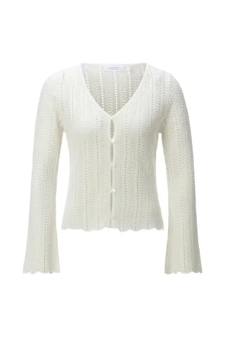 Rich & Royal - SET cardigan ajour pearl white - Gr. - XL