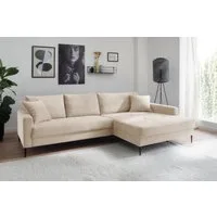 OTTO home Ecksofa Summer L-Form, B: 280cm, in Cord & Struktur, wahlweise mit Kopfstützen, schwarze Metallfüße