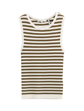 Denim Tom Tailor - Strickpullunder olive white stripe - Gr. - L