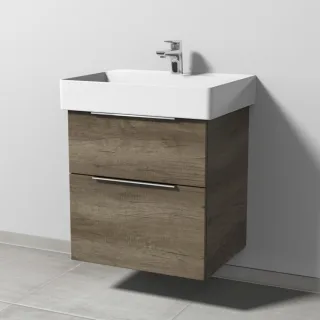 Sanipa 3way Waschtischunterbau zu Duravit Dura Square Waschtisch mit 2 Auszügen, Eiche-Nebraska UM42637