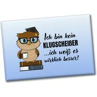 speecheese Magnet Besserwisser-Eule Souvenir Magnet eckig mit Spruch kein Klugscheißer