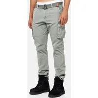 Indicode Cargohose Herren William Cargo Hose Herrenhose mit 7 Taschen, inkl. Gürtel