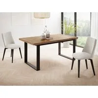 WFL GROUP Esstisch Valentino ausziehbar rechteckig loft mit schwarzen Metallbeinen (MADE IN EU, erhältlich in 3 Größen – 140/160/160 cm ausziehbar auf 180/200/240 cm), platzsparender Tisch in Holzoptik für Küche, Esszimmer oder Wohnzimmer