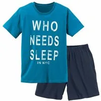 AUTHENTIC LE JOGGER Pyjama (2 tlg., 1 Stück) Schlafanzug mit Spruch "Who needs sleep"