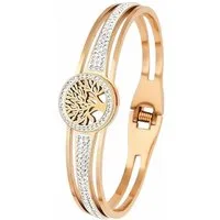 Taffstyle Armband Lebensbaum Damen Armband Edelstahl 18K vergoldet Strass Elegant (Filigranes Damen-Armband mit einem Lebensbaum-Motiv), Der Klappverschluss ist praktisch, sicher und sorgt für guten Halt