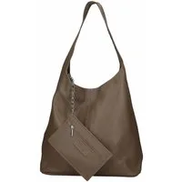 ITALYSHOP24 Shopper Made in Italy XL Damen echtes Leder Tasche Schultertasche Hobo Bag, Umhängetasche Workbag Businesstasche Ledertasche Beuteltasche Freizeit