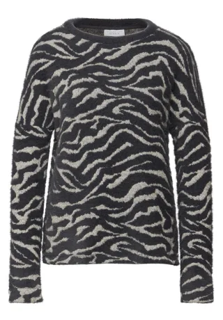Street One - Gemustertes Shirt grau - Gr. - 44