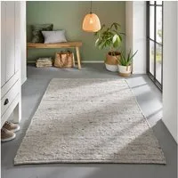 TaCa Home Wollteppich Gewalkter Handweb Woll-Teppich, rechteckig, Höhe: 10 mm, Grau Meliert - 60 x 120 cm