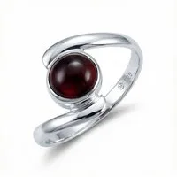 mantraroma Silberring SAMAYA aus 925 Silber mit Granat (Ring mit Schmuckbeutel), Damenring aus 925er Silber