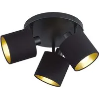 Reality Leuchten LED Deckenstrahler mit Stoffschirm & E14 LED Ø 25cm, dimmbar, LED wechselbar, Deckenleuchte 3-flammig rund, Strahler schwenkbar