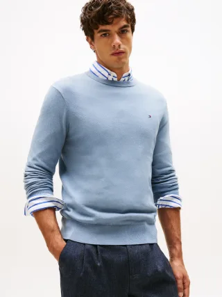 PIMA ORG CTN CASHMERE CREW NECK Brisk Blue - Gr. - S