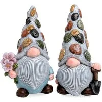 Dragimex Gartenfigur Wichtelfigur Kieseldekor – Wetterfest & frostsicher, Höhe 35 cm, (2 St., 2er-Set)