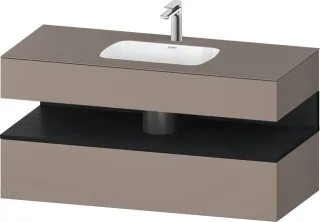 Duravit Qatego Einbauwaschtisch mit Konsolenwaschtischunterbau Basalt Matt 1200x550x600 mm - QA47870 QA4787016430000