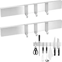 BlingBin Wand-Magnet Messer-Leiste 30 cm Magnetleiste Messer, Messerhalter aus Edelstahl mit 3 Haken (2tlg), Rostfreie Magnetleiste Für Küchenmesser Werkzeuge Utensilien