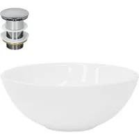 LuxeBath Waschbecken Aufsatzwaschbecken aus Keramik Waschtisch für Badezimmer und Gäste-WC, Aufsatzwaschtisch Spülbecken inkl. Ablaufgarnitur ohne Überlauf Becken