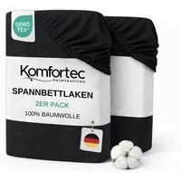 Komfortec Spannbettlaken Jersey Spannbettuch, 90x200, 140x200, 160x200, 180x200 oder 200x200 cm, 100% Baumwolle (135 g/m), Gummizug: Rundum, (2 Stück), OEKO-TEX® Standard 100 Zertifisiert, für Matratzen bis 25 cm Höhe