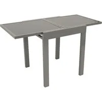 DEGAMO Gartentisch AMALFI (1-St), 65x65cm, ausziehbar auf 130cm, Aluminium silber + Glas dunkelgrau