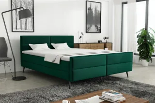 Boxspringbett Schlafzimmerbett GRANADA 200x200cm Stoff Monolith Flaschengrün