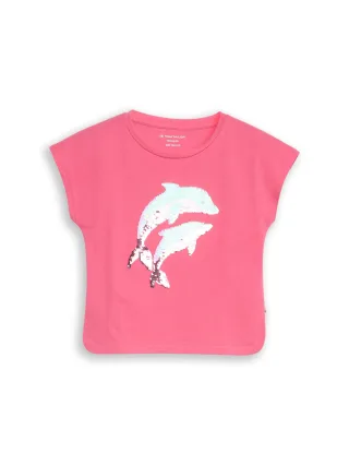 tom tailor kids - T-Shirt mit Wendepailletten Flashy Pink - Gr. - 98