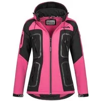 Arctic Seven Softshelljacke Damen – Outdoorjacke wasserabweisend mit Kapuze Fleecegefütterte Jacke mit vielen Taschen und Reißverschluss