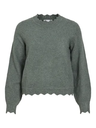 VILA - VINIKOLINA O-NECK L/S KNIT TOP - NOOS Grün - Gr. - M